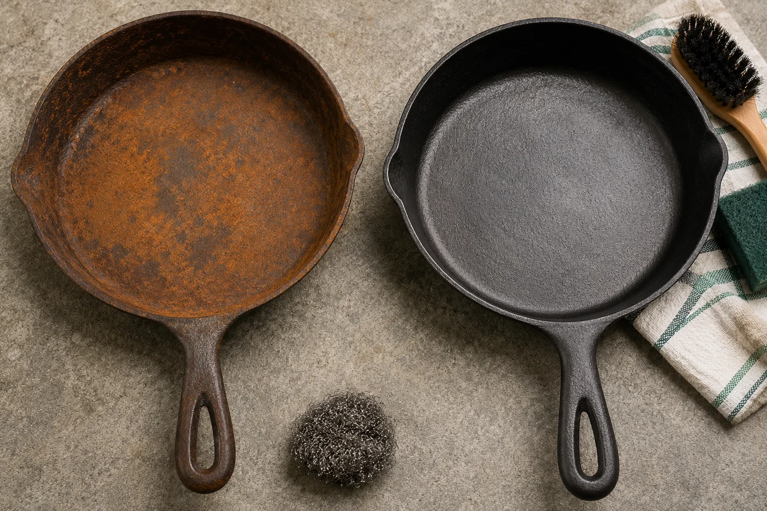 Restore Rusty Cast Iron Skillets
